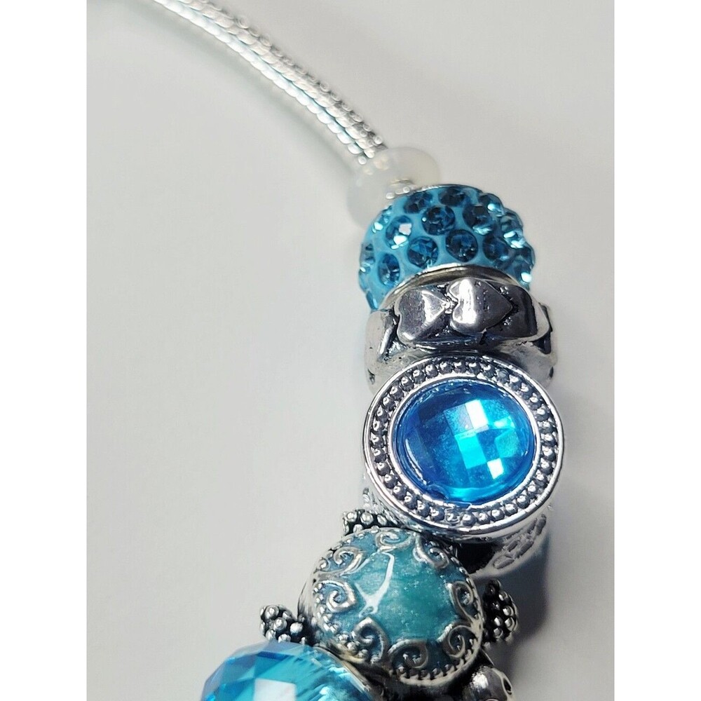 NWT S925 Pandora Style Charm Bracelet Nautilus Shell, Aqua Blue Ocean Charms - Picture 4 of 9